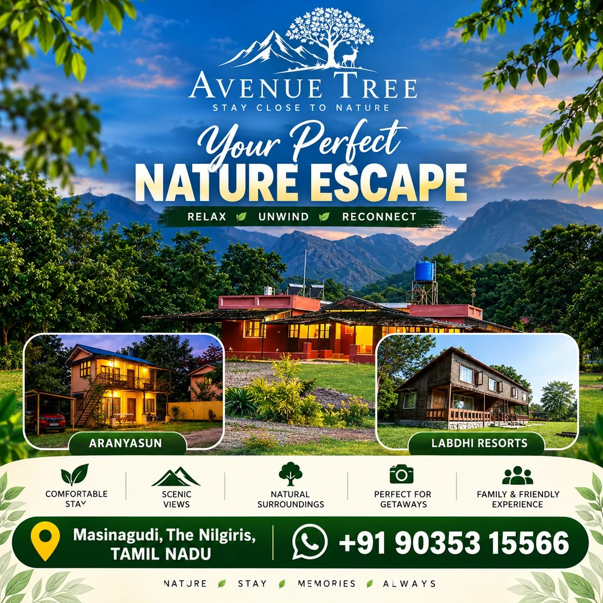 Avenue Tree, nature stays in Masinagudi, The Nilgiris