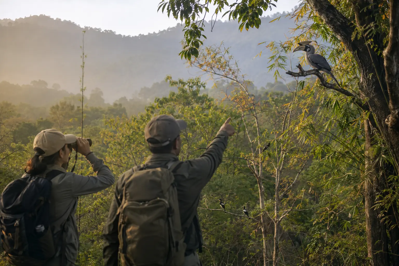 Birds in the canopy of Western Ghats forest near Masinagudi
